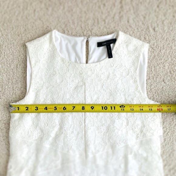 🌸NWOT🌸 BCBGMaxAzria AMELIE Off-White Lace Mini Dress - Picture 9 of 11